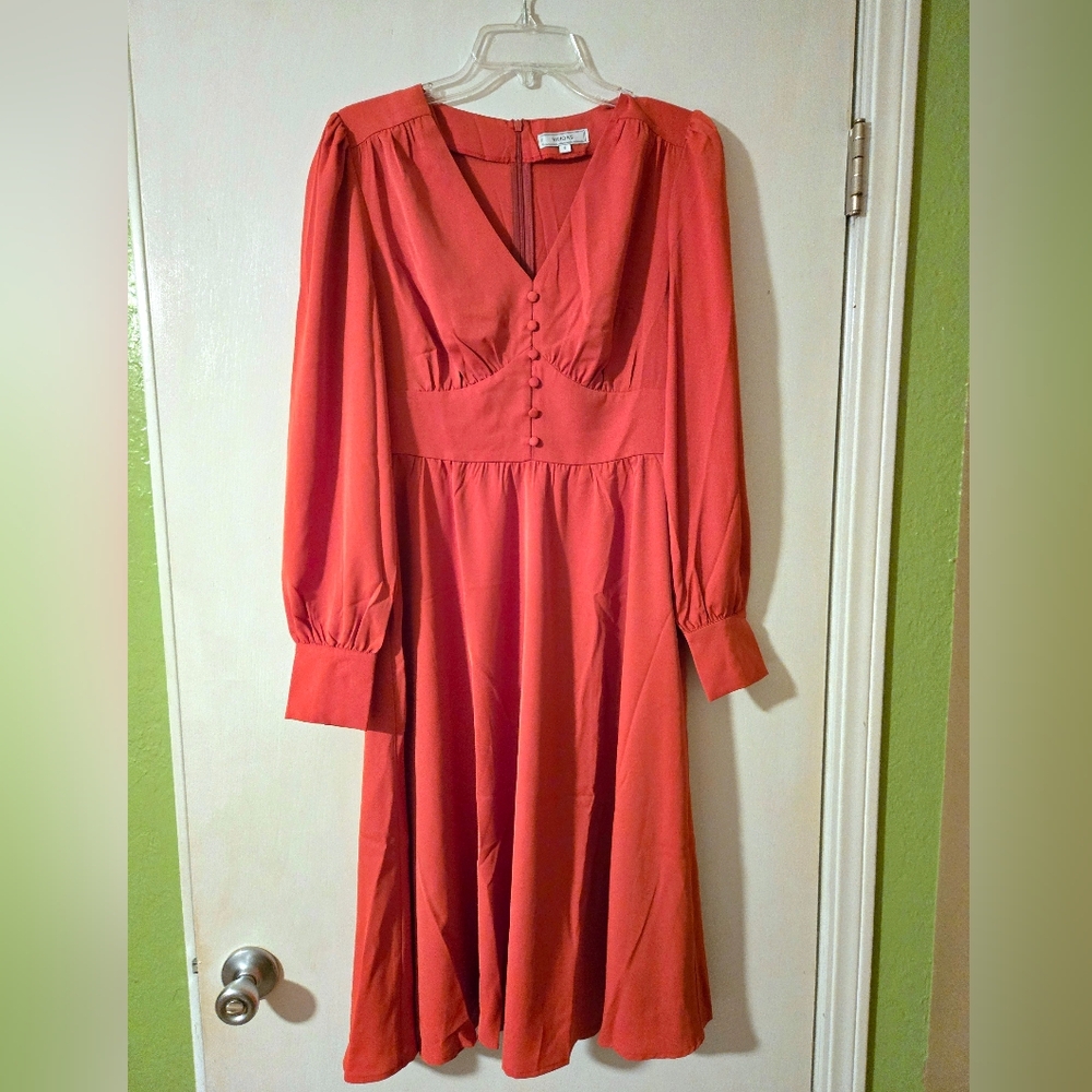 RIHOAS Terracotta Long Sleeve Dress